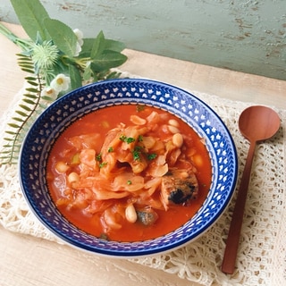 缶詰で簡単に✧サバの水煮とキャベツのトマト煮